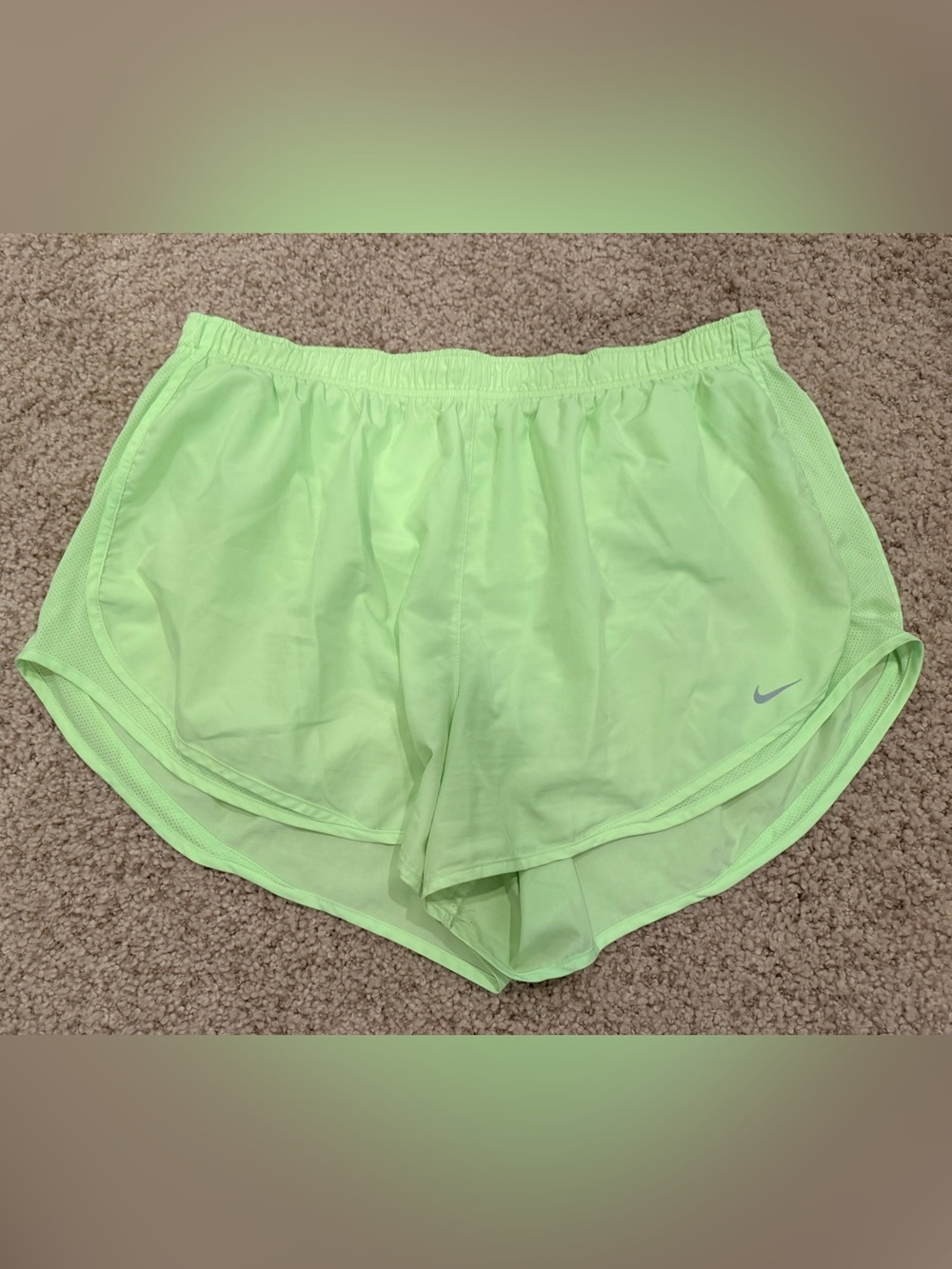 Nike Women's Neon Green Running Shorts with Built-In Liner